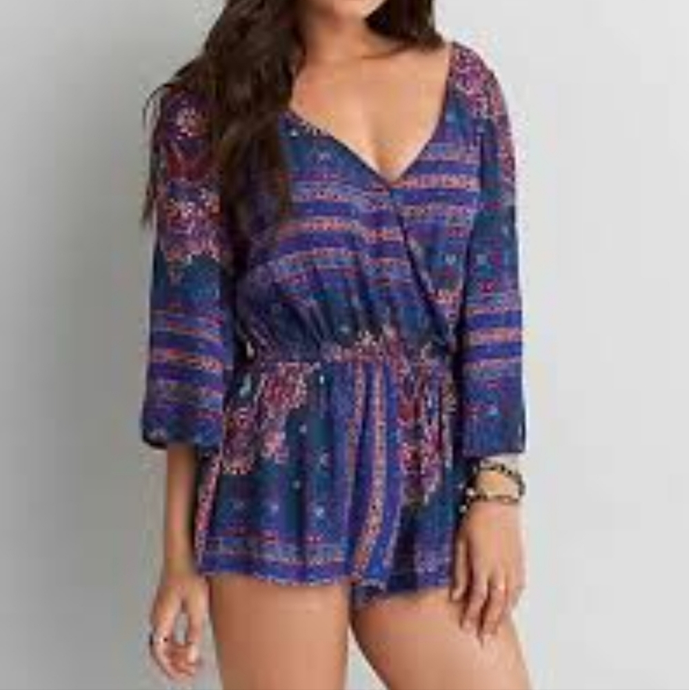 American Eagle Outfitters Women's Boho Cross Front Romper